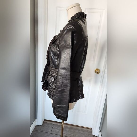 INC International Concepts brown faux leather belted jacket - Picture 7 of 11